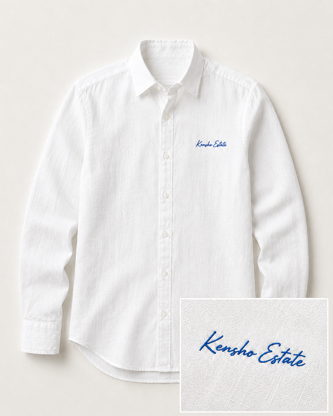 Kensho Estate ロゴ刺繍入りリネンシャツ